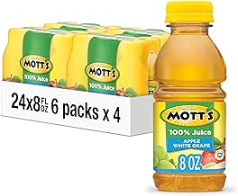 100% Apple White Grape Juice, 8 Fl Oz Bottles, 24 Count (4 Packs Of 6), No Added Sugar, Excellent Source Of Vitamin C, 2 Servings Of Fruit Per Bottle, Gluten & Caffeine Free, On-the-go