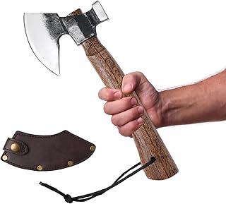 Sponsored Ad - Wood Splitting Axe with Leather Sheath,Camping Hatchet with 10.74" Solid Handle,Bushcraft Axe with Hammering for Gardening,Chopping, Felling, Survival,Carving