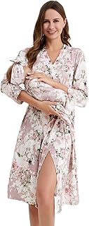 Galabloomer Vintage Maternity Robe and Baby Receiving Blanket, Matching Mommy Labor Delivery Robe and Swaddle Set
