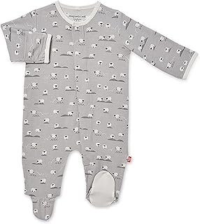 Magnetic Me Footie Pajamas Soft Modal Baby Unisex Sleepwear Quick Magnetic Fastener Sleeper Baa Baa Baby Gray 6-9 Months