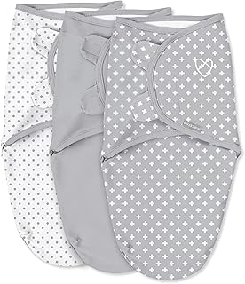 SwaddleMe by Ingenuity Original Swaddle, 100% Cotton, Improves Sleep & Calms Startle Reflex, 0-3 Months, 1.0 TOG, 3-Pack, Baby Swaddle Blanket - Criss Cross
