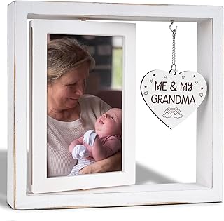 Me and My Grandma Picture Frame,New Grandmother Gifts,Grandma Gifts for New Baby,First Time Grandmother Presents,Room Decor Vintage Style,Baby Gender Neutral Rotating Photo Frame 4x6