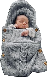 XMWEALTHY Newborn Baby Wrap Swaddle Blanket Knit Sleeping Bag Receiving Blankets Stroller Wrap for Baby(Dark Gray) (0-6 Month)