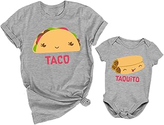 Tstars Taco and Taquito Mommy and Me Outfits Funny Mom and Baby Gift Idea for First Mother's Day or Baby Shower