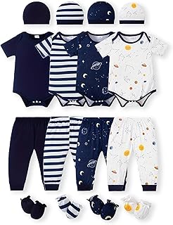 Sponsored Ad - Newborn Baby Boy Girl Clothes Unisex Infant Romper Pants Set Hat 4-Pack Outfits 0-12 Months 16 Pieces Toddler