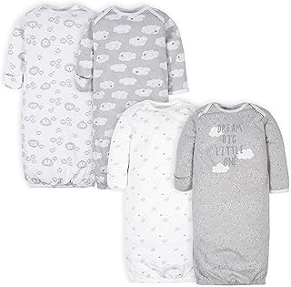 Unisex Baby Boy and Girls 4-Pack Sleeper Gown Sheep Grey 0-6 Months