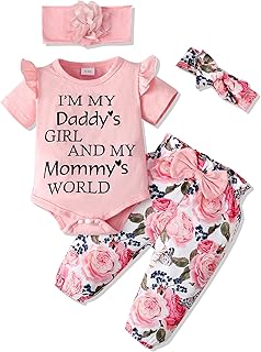 Newborn Infant Baby Girl Clothes Ruffle Romper Toddler Girl Floral Cotton Pant Sets Girls Clothing Outfit
