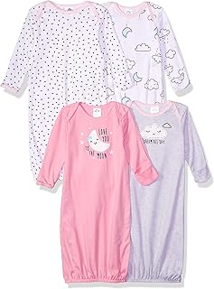 Unisex Baby Boy and Girls 4-Pack Sleeper Gown Clouds Preemie