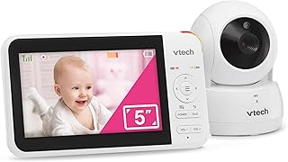 Sponsored Ad - VTech VM924 Remote Pan-Tilt-Zoom Video Baby Monitor, 5" LCD Screen, Up to 17 Hrs Video Streaming, Night Vision, Up to 1000ft Range, Soothing Sounds, 2-Way Talk, Temperature Sensor,Secur