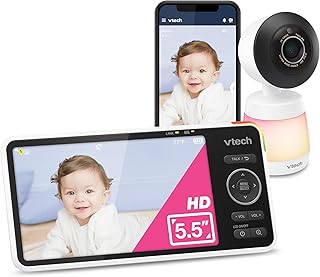Sponsored Ad - VTech Smart WiFi Baby Monitor, 2K CMOS Sensor Camera, 5.5-inch HD IPS Screen, Clear Infrared Night Vision, Pan-Tilt, 24x Zoom, 2-Way Talk, Multi-Color Night Light, Soothing, Free App: S