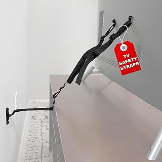 ECHOGEAR TV Safety Straps for Big TVs – Heavy-Duty Anti-Tip Anchors for TVs Up to 90” – Secure to Wall or Furniture – Pre-Assembled for Easy Baby Proofing & Earthquake Protection