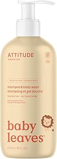 Sponsored Ad - ATTITUDE 2-in-1 Shampoo and Body Wash for Baby, EWG Verified, Dermatologically Tested, Vegan, Pear Nectar, 16 Fl Oz