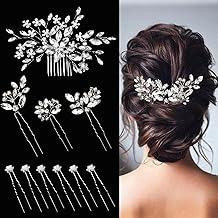 10 pcs Bride Hair Pins Rhinestone Bridal Hair Piece for Women Crystal Hair Accessories for Bride Bridesmaids Flower Girls(Silver)