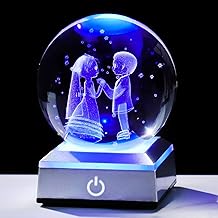 Sponsored Ad - 3D Crystal Ball Engraved Wedding Couples with LED Light Base 3.15'' - Gifts for Bride and Groom, Friend, Sister - Married Anniversary Presents for Partner Sweet Newlyweds Home Decor