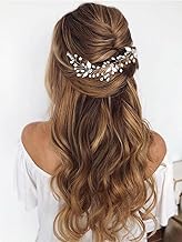 Gorais Crystal Bride Wedding Hair Combs Leaf Bridal Hair Pieces Pearl Hair Accessories for Women and Girls (B-Silver)