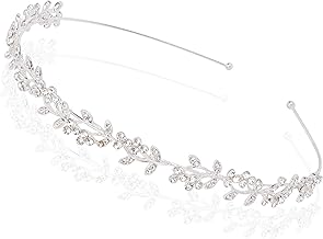 Wedding Headbands for Women Girls Bride Headband Bridal Headpieces Crystal Hair Band Silver Tiara Wedding Gifts Hair Accessories Elegant Fairy Rhinestone Handmade Leaves Flowers