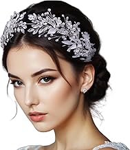 Rhinestone Wedding Headband Handmade Leaf Crystal Bridal Headpieces for Wedding Hair Accessories for Brides and Bridesmaid