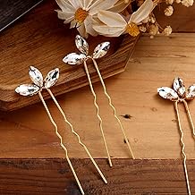 10 Pieces Crystal Wedding Hair Pins Rhinestone Bridal Hair Clips Pins for Bride Bridesmaids Women (Gold)