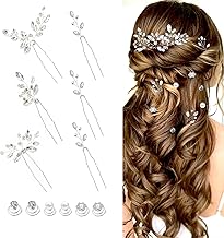 12 Pieces Hair Accessories for Women Pearl Crystal Bridal Hair Pins Wedding HairPieces for Brides Vintage Decorations Bride Bridesmaids