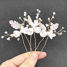 Sponsored Ad - BETITETO Flower Bridal Hair Pins White Ceramic Floral Leaf Wedding Hair Pieces Accessories for Women and Girls(Pack of 3)