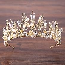 Baroque Butterfly Wedding Crown and Tiara Gold Queen Crystal Bride Pearl Crowns Flower Bridal Tiara Princess Teardrop Rhinestone Headpieces for Women and Girls