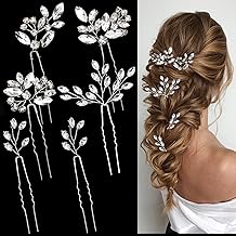 6 Pieces Bride Hair Pins Rhinestones Hair Accessories for Women Crystal Hair Piece for Wedding Bride Women Girls Bridesmaids