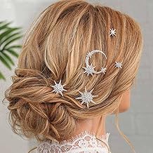 HEREAD Star Crystal Bride Wedding Hair Pins Moon Hair Pieces Bridal Hair Accessories for Women and Girls (Silver)