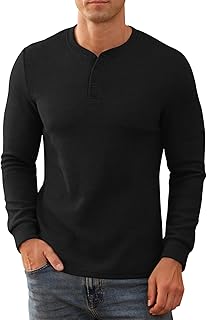 Sponsored Ad - Men's Henley Shirts Long Sleeve Button T-Shirt Fashion Casual Pullover Shirt