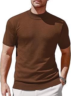 Sponsored Ad - Men's Mock Turtleneck Sweater Short Sleeve Turtle Neck Knit Pullover Sweaters Casual Basic Tee