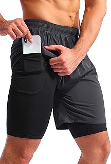 Sponsored Ad - Men’s 2 in 1 Running Shorts 5" Quick Dry Gym Athletic Workout Shorts for Men with Phone Pockets