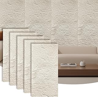 Sponsored Ad - 5-Pack 3D Faux Stone Wall Panels, PU Cement-Texture Wainscoting Panels for Interior Walls – Waterproof & Lightweight, Covers 38.7 Sq.Ft, 47.2" x 23.6", for TV Wall, Office, Living Room,