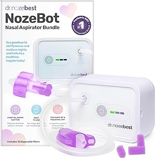 Sponsored Ad - Dr. Noze Best NozeBot Electric Baby Nasal Aspirator - Designed by a Pediatric ENT for Safe, Gentle Congestion Relief - Rechargeable, Portable & Easy to Clean Nose Sucker for Infants and