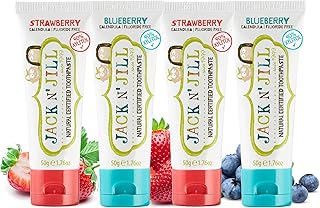 Sponsored Ad - Jack N' Jill Natural Toothpaste for Baby and Infants - Fluoride Free Training Toothpaste, 40% Xylitol, BPA Free - Strawberry & Blueberry, 1.76 oz (Pack of 4)