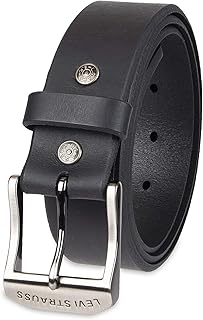 mens Black Leather Belt - Casual Design for Jeans Or Everyday Wear