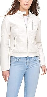 womens Faux Leather Motocross Racer Jacket (Standard and Plus)