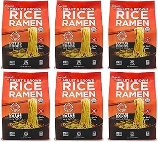 Lotus Foods Organic Millet & Brown Rice Ramen - Gluten Free Rice Ramen, Whole Grain Ramen Noodles, Low Sodium Rice Noodles, USDA Organic, Gluten Free, Vegan - 10 Oz Bags (Pack of 6)