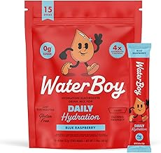 Waterboy Daily Hydration | 1,570mg Electrolyte Powder Packets | No Sugar, All Natural, Gluten Free, Zero Calories | 15 Drink Stick Mixes (Blue Raspberry)