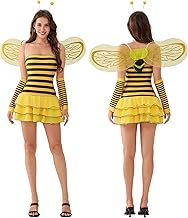 Women Halloween Costumes Outfit Sleeveless Ladybug Bee Adult Cosplay Christmas Dress Up with Headband Wings