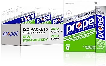 Propel Electrolyte Enhanced Water Drink Mix Powder Packets, Kiwi Strawberry, Zero Calorie & Zero Sugar Hydration with Electrolytes and Vitamins C & E (120 Packets)