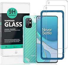 Screen Protector For OnePlus 8T[2 Pack],9H Hardness Tempered Glass,With 1Pc Camera Lens Protector,1Pc Back Carbon Fiber Film(Not for OnePlus 8/OnePlus 8 Pro)