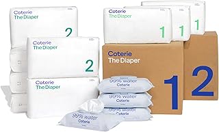 Sponsored Ad - Baby Wipes + Diapers Kit, Size 1 (99 Count) & Size 2 Diapers (186 Count), 4 Pack (224) Baby Wipes with 99% Water, Plant Based Materials, Hypoallergenic for Sensitive Skin