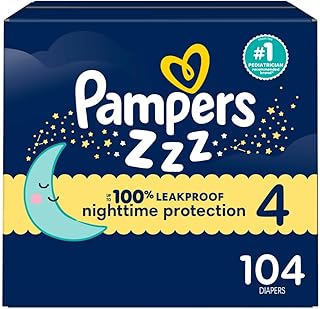 ZZZ Overnight Diapers, Size 4 (22-37 lbs), 104 Count, Nighttime Protection Disposable Baby Diaper, Night Time Leak and Skin Protection