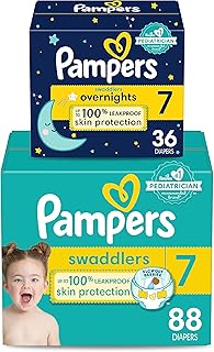 Disposable Diapers Size 7, Swaddlers 88 Count + Overnight (36 Count)