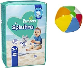 Small - Splashers Swim Diapers Disposable Swim Pants, (13-24 lb), 12 Count + Inflatable Pool Ball (5 inch)… B09BDCDT7Z