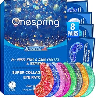 Under Eye Patches (8 Pairs) - Revitalises and Refreshes Your Skin, Eye Masks for Eye Bags, Dark Circles, Wrinkles, Collagen Gel Pads, Relieves Pressure - Travel Essentials