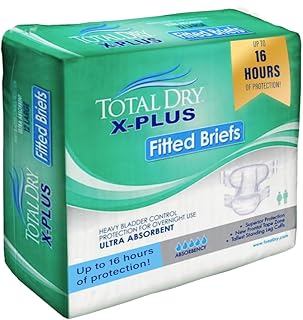 TotalDry Ultimate X-Plus - Fitted Incontinence Briefs Adult Diapers – Plastic Backed Ultra Absorbent Overnight Bladder Control for Women & Men - FSA HSA Approved - XLarge