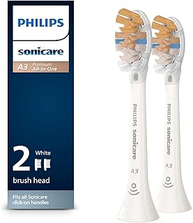 A3 Premium All-in-One, Genuine Replacement Toothbrush Heads, White, 2 Pack, HX9092/65