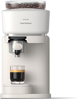 Baristina Espresso Machine - Real espresso, made simple. Compact coffee machine, natural white with white portafilter, 16 bar pump pressure, automatic grinder, Cafe Crema (BAR300/00)
