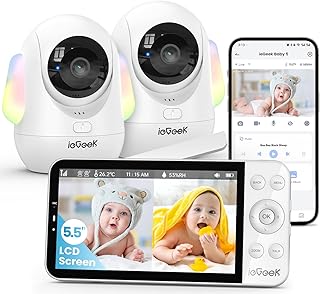 Sponsored Ad - 5.5’’ Split-Screen Baby Monitor,2.5K UHD Baby Monitor with 2 Cameras and Audio,Night Light,Prone Sleeping&Cry Detection,Two-Way Talk,Night Vision,2.4G&5Ghz WiFi App Control,4000mAh Batt