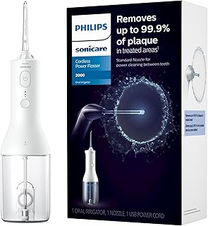 Sponsored Ad - Sonicare Water Flosser Cordless – Rechargeable Power Dental Waterflosser for Teeth, Portable Oral Irrigator with 3 Intensity Settings, 360° Rotating Nozzle – (White)